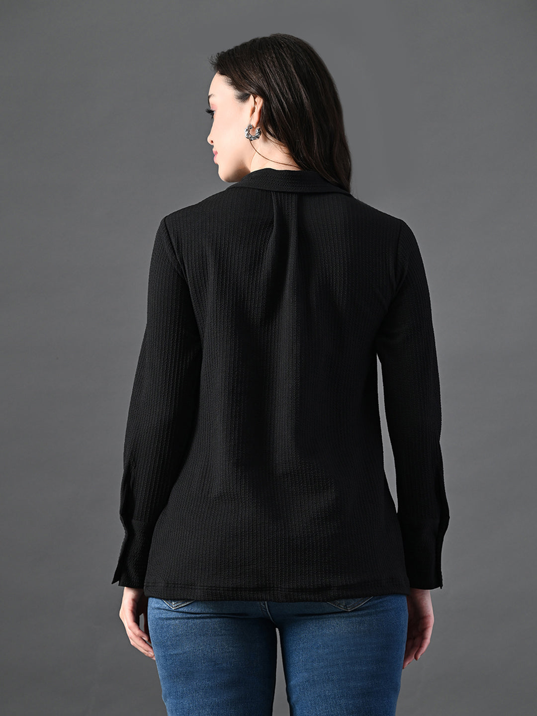 Myshka Women's Classic Black V-Neck Full Sleeve Top For Daily Wear | Grocsy
