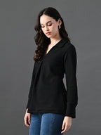 Myshka Women's Classic Black V-Neck Full Sleeve Top For Daily Wear | Grocsy