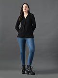 Myshka Women's Classic Black V-Neck Full Sleeve Top For Daily Wear | Grocsy