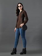 Myshka Women's Classic Coffe Brown V-Neck Full Sleeve Top For Daily Wear | Grocsy