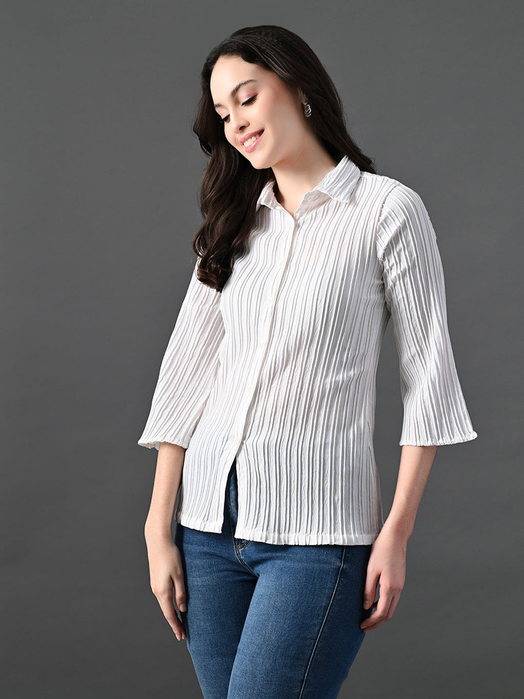 Myshka Women's Green Pleated Top | Grocsy