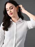 Myshka Women's Green Pleated Top | Grocsy