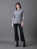 Myshka Women's Grey Pleated Top | Grocsy
