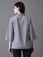 Myshka Women's Grey Pleated Top | Grocsy