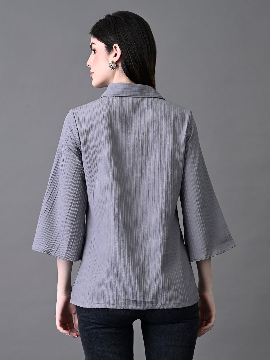 Myshka Women's Grey Pleated Top | Grocsy