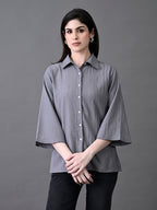 Myshka Women's Grey Pleated Top | Grocsy