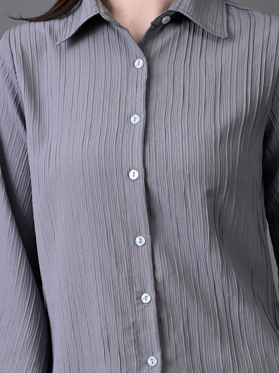 Myshka Women's Grey Pleated Top | Grocsy