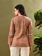 Myshka Women's Multi Printed Tunic With Lace | Grocsy