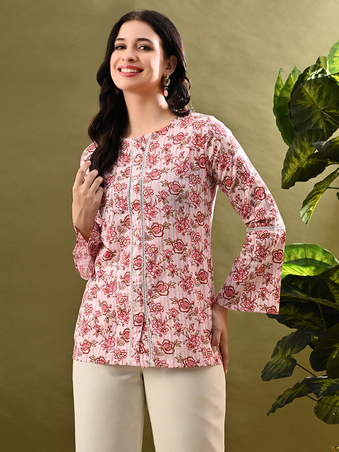 Myshka Women's Multi Printed Tunic With Lace | Grocsy