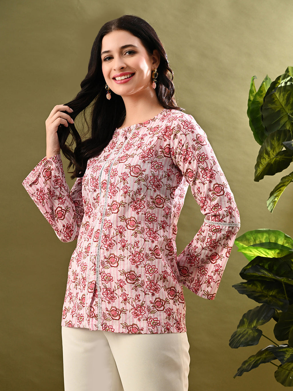Myshka Women's Multi Printed Tunic With Lace | Grocsy