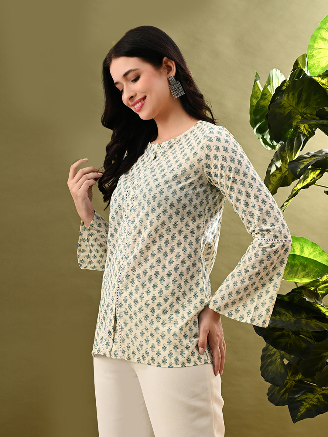 Myshka Women's Multi Printed Tunic With Lace | Grocsy