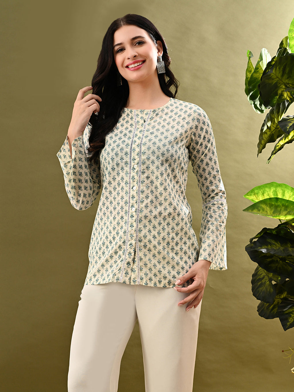 Myshka Women's Multi Printed Tunic With Lace | Grocsy