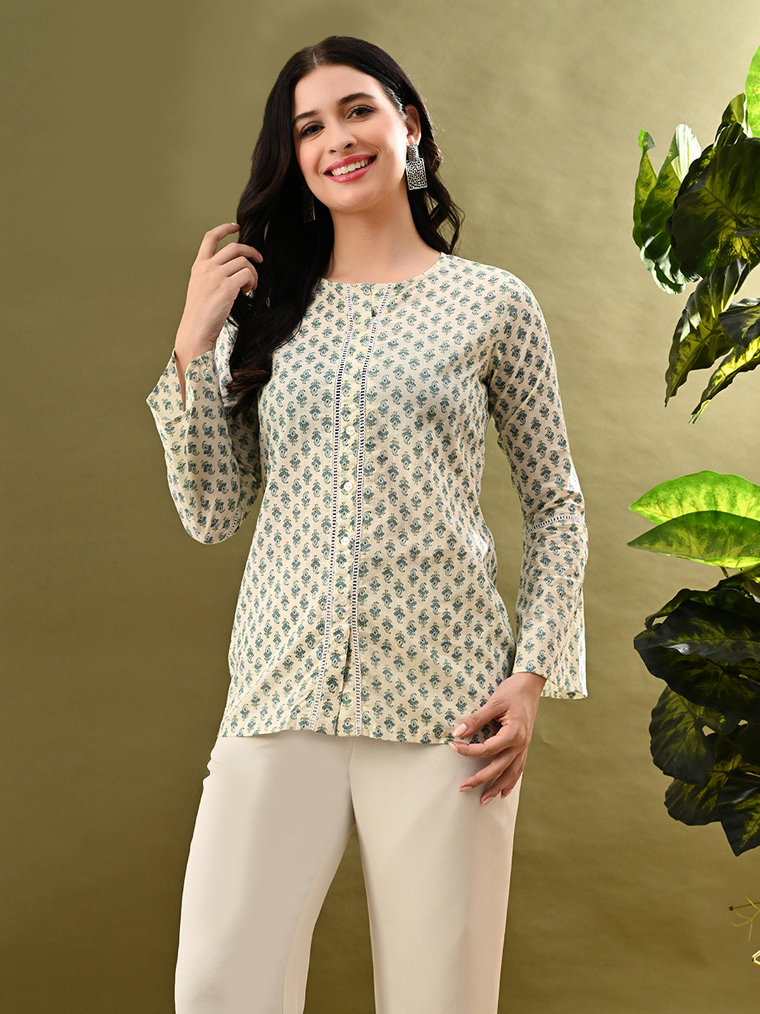 Myshka Women's Multi Printed Tunic With Lace | Grocsy