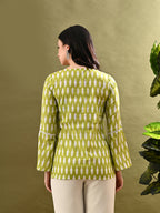Myshka Women's Green Printed Tunic With Lace | Grocsy
