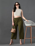 Myshka Women's Olive Traight Fit Party Trouser | Grocsy