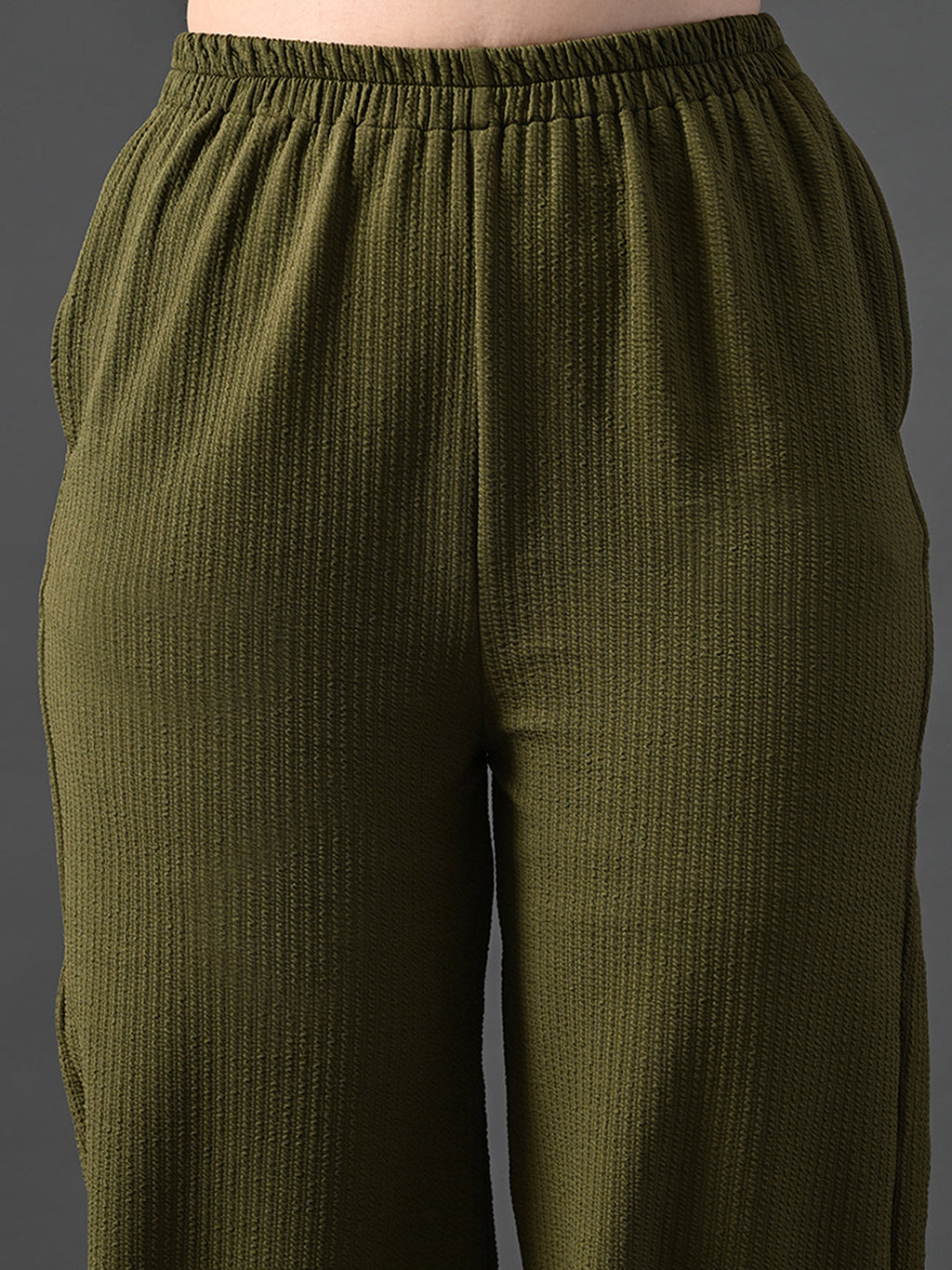 Myshka Women's Olive Traight Fit Party Trouser | Grocsy