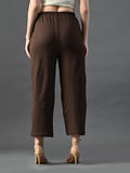 Myshka Women's Coffe Brown Traight Fit Party Trouser | Grocsy