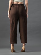 Myshka Women's Coffe Brown Traight Fit Party Trouser | Grocsy