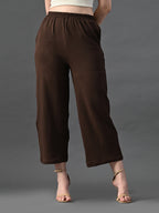 Myshka Women's Coffe Brown Traight Fit Party Trouser | Grocsy