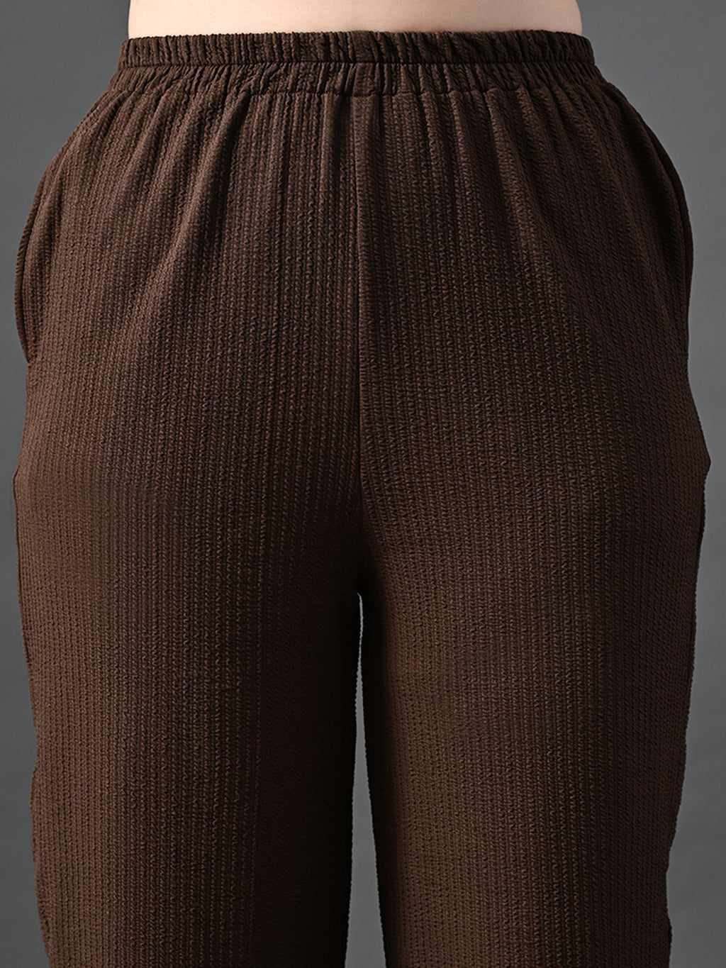 Myshka Women's Coffe Brown Traight Fit Party Trouser | Grocsy