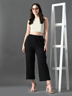 Myshka Women's Black Traight Fit Party Trouser | Grocsy