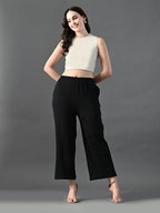 Myshka Women's Black Traight Fit Party Trouser | Grocsy