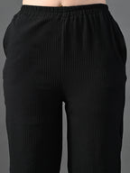 Myshka Women's Black Traight Fit Party Trouser | Grocsy