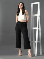Myshka Women's Black Traight Fit Party Trouser | Grocsy