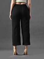 Myshka Women's Black Traight Fit Party Trouser | Grocsy