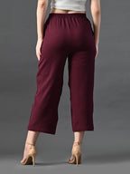 Myshka Women's Magenta Traight Fit Party Trouser | Grocsy