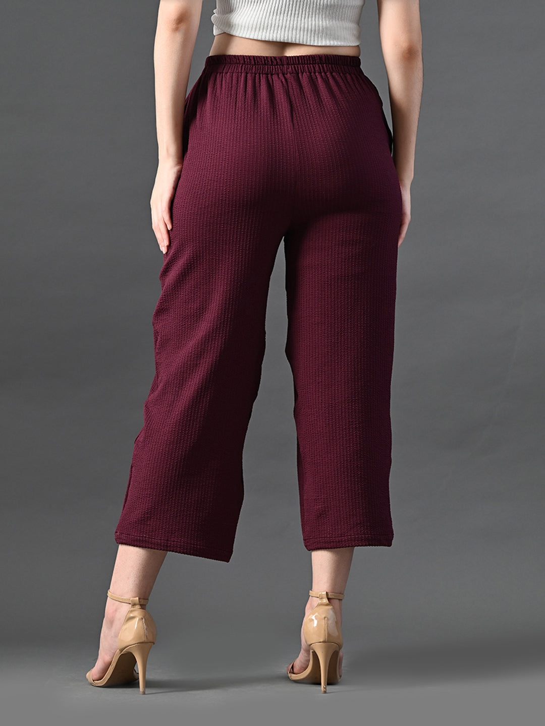 Myshka Women's Magenta Traight Fit Party Trouser | Grocsy