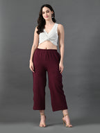 Myshka Women's Magenta Traight Fit Party Trouser | Grocsy