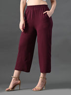 Myshka Women's Magenta Traight Fit Party Trouser | Grocsy