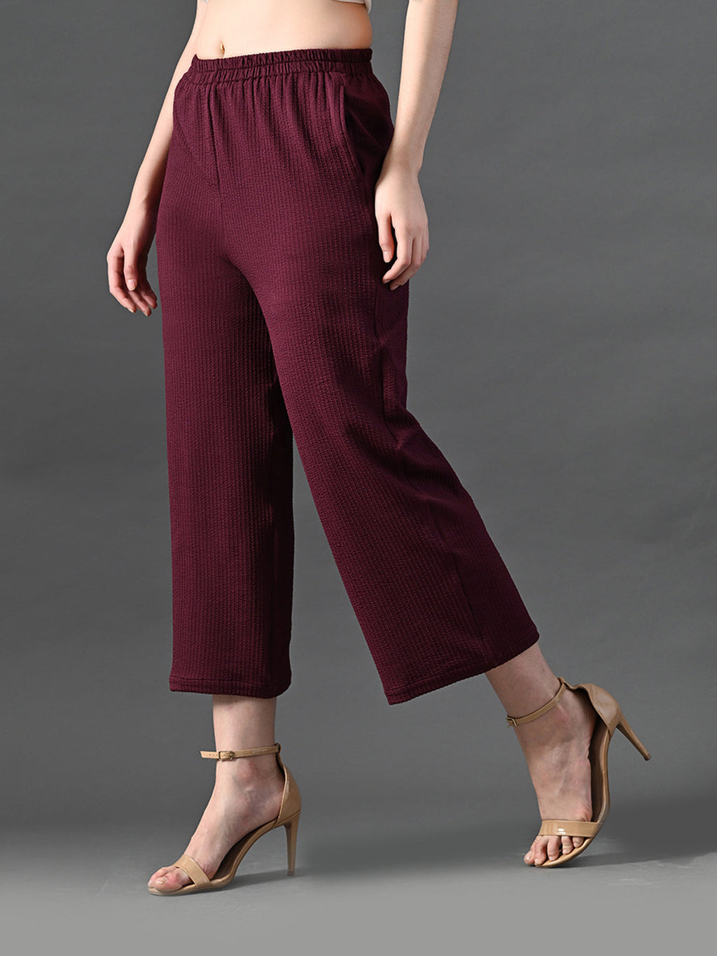 Myshka Women's Magenta Traight Fit Party Trouser | Grocsy