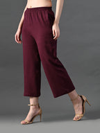Myshka Women's Magenta Traight Fit Party Trouser | Grocsy