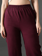 Myshka Women's Magenta Traight Fit Party Trouser | Grocsy