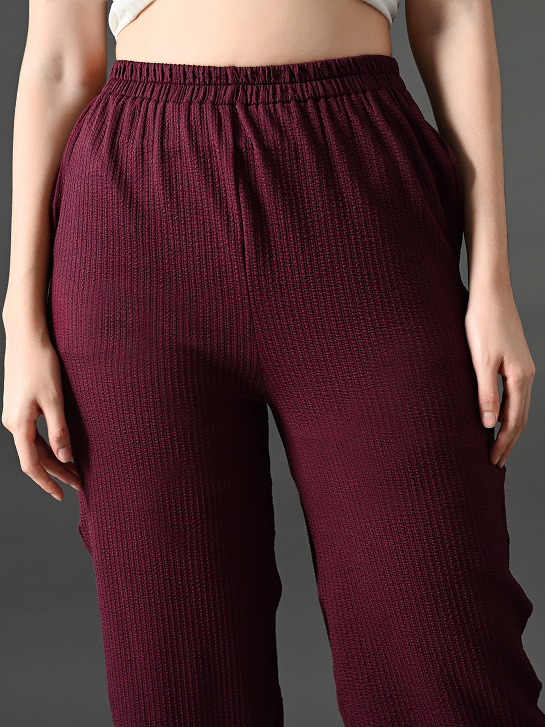 Myshka Women's Magenta Traight Fit Party Trouser | Grocsy