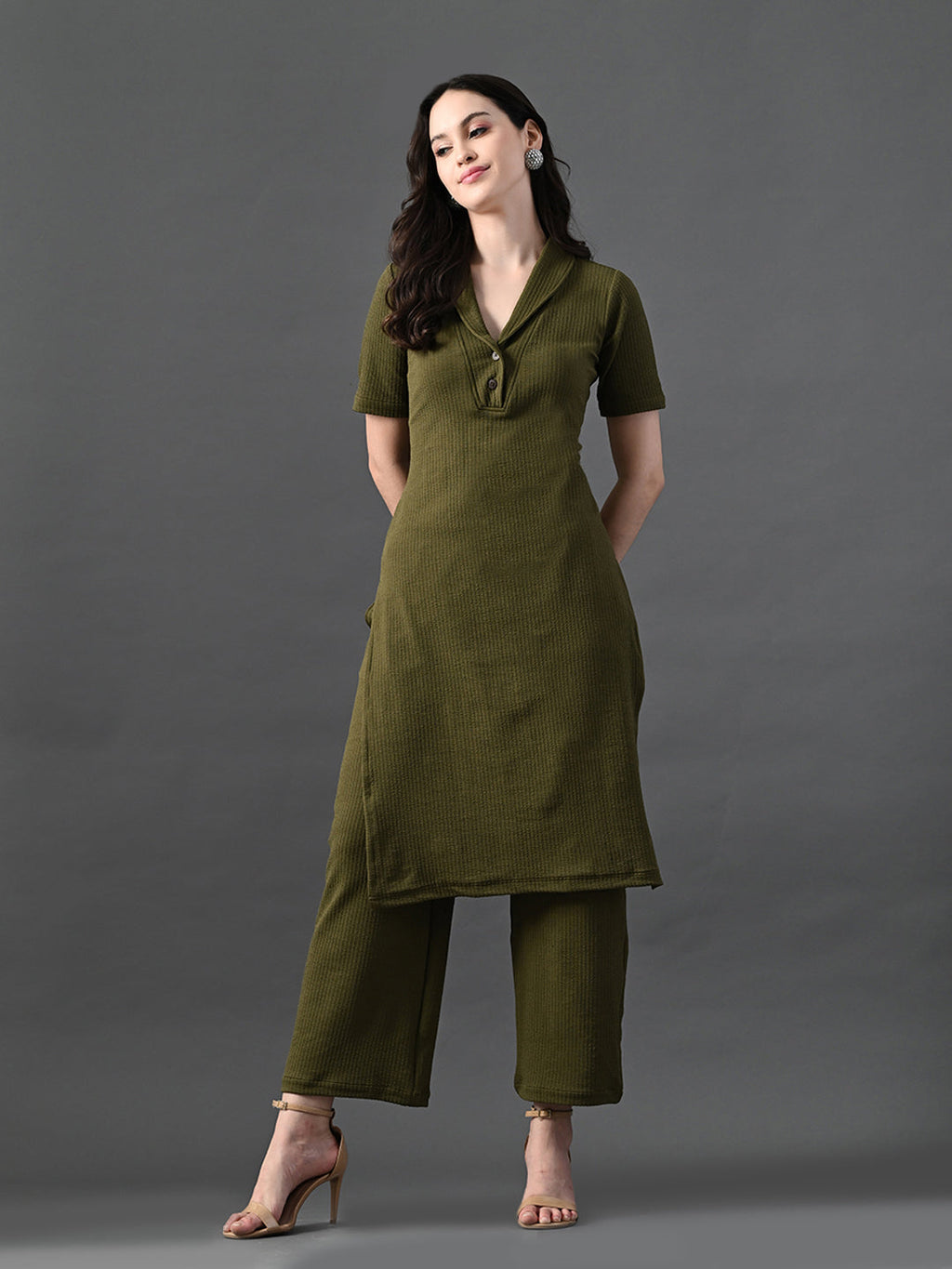 Myshka Women's Olive Green Kurta Set | Grocsy