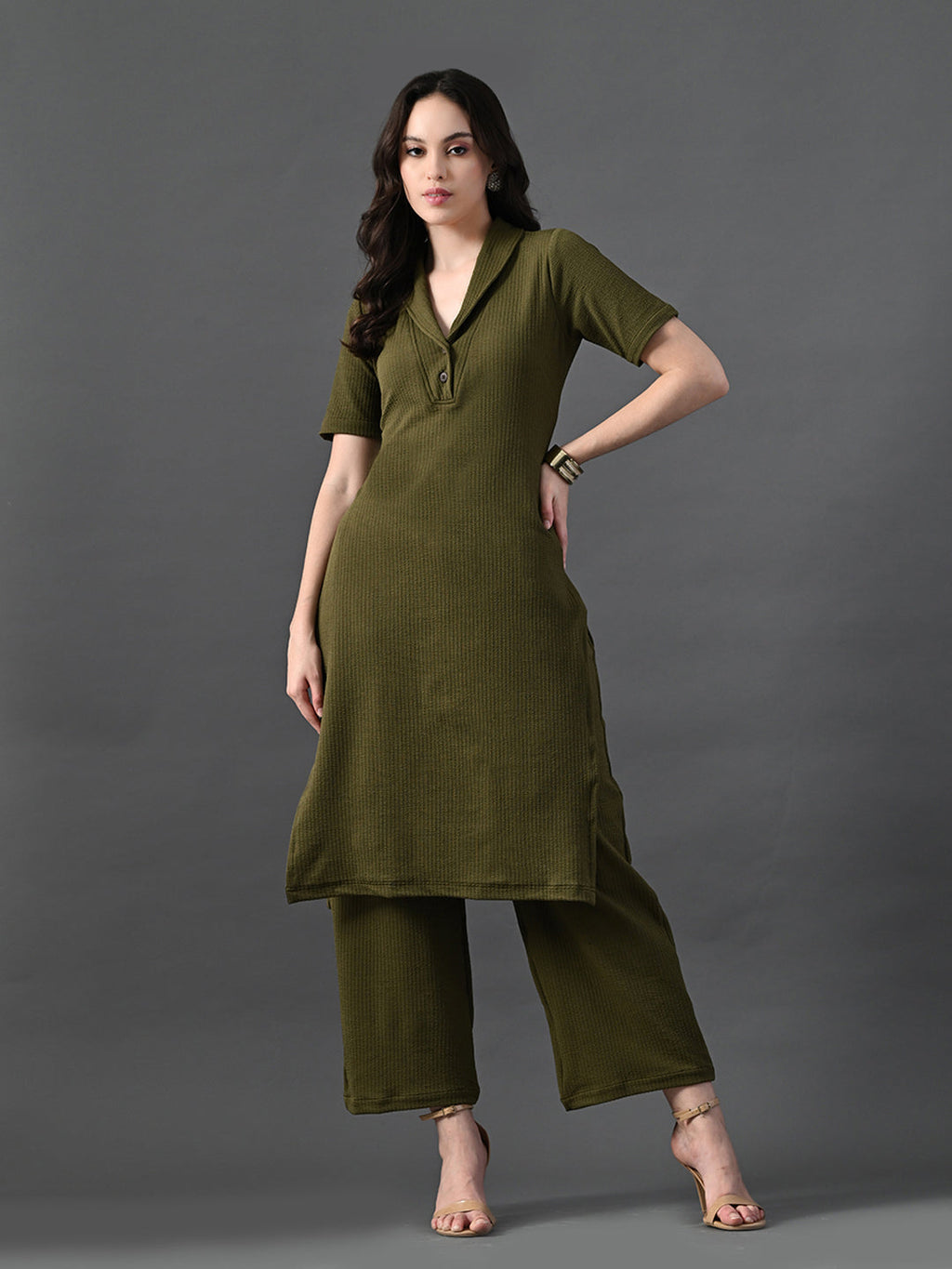 Myshka Women's Olive Green Kurta Set | Grocsy