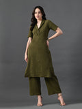 Myshka Women's Olive Green Kurta Set | Grocsy