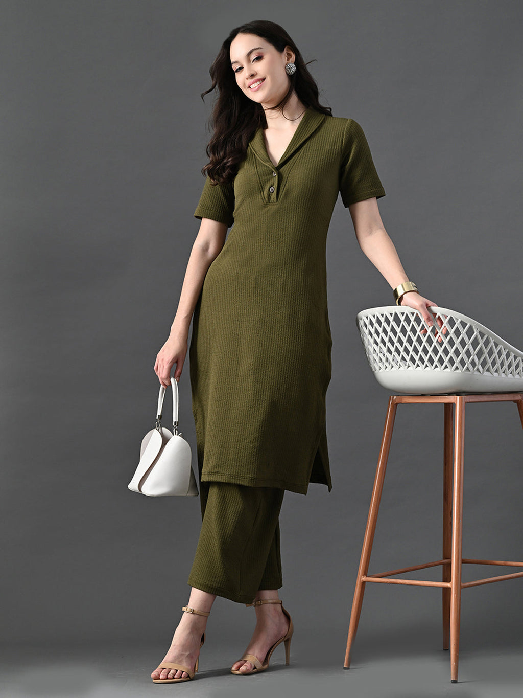 Myshka Women's Olive Green Kurta Set | Grocsy