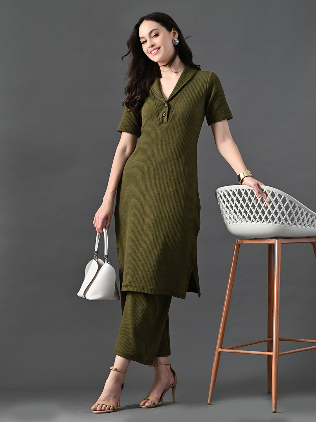 Myshka Women's Olive Green Kurta Set | Grocsy