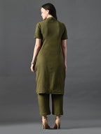 Myshka Women's Olive Green Kurta Set | Grocsy