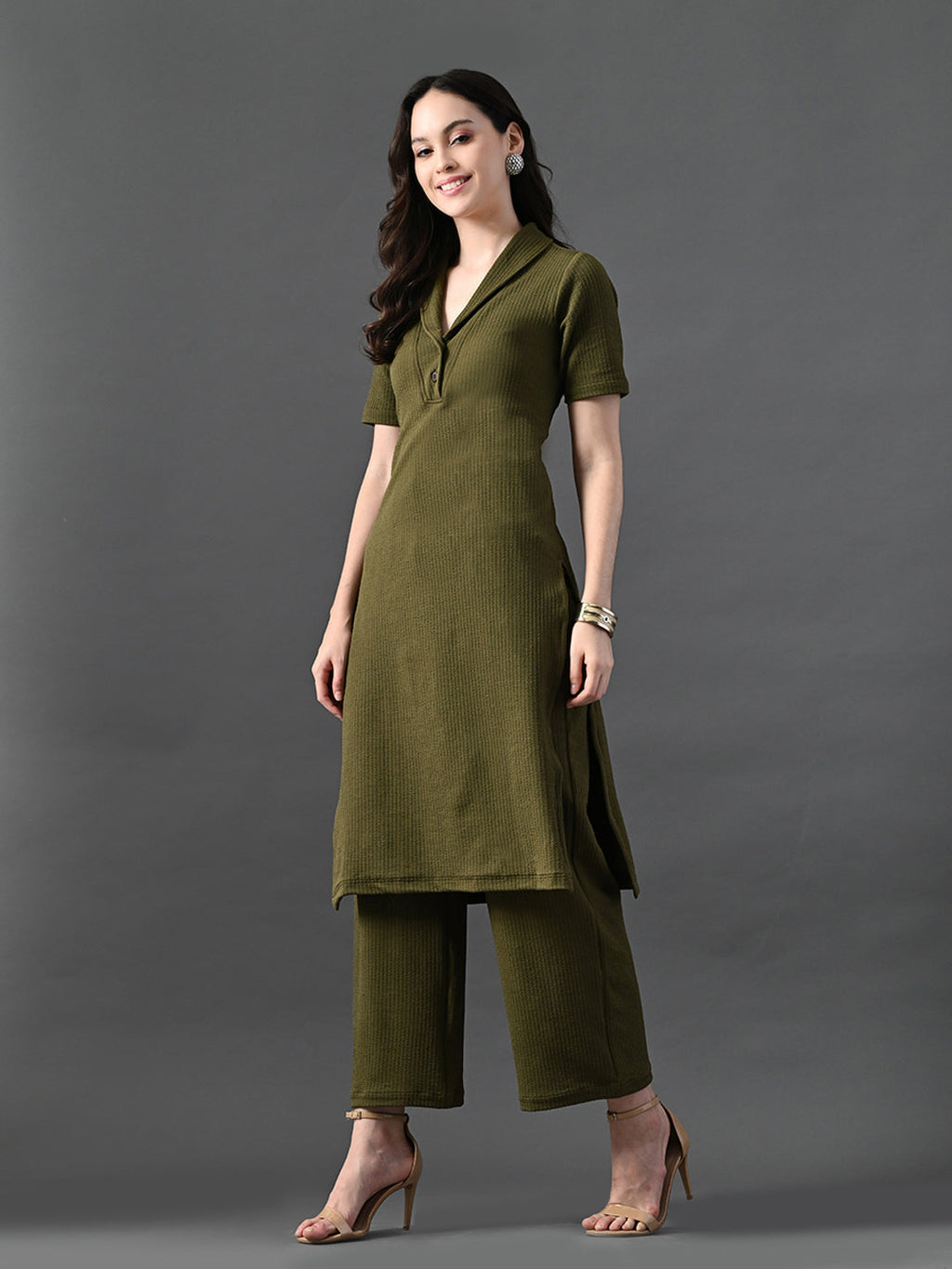 Myshka Women's Olive Green Kurta Set | Grocsy