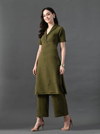 Myshka Women's Olive Green Kurta Set | Grocsy