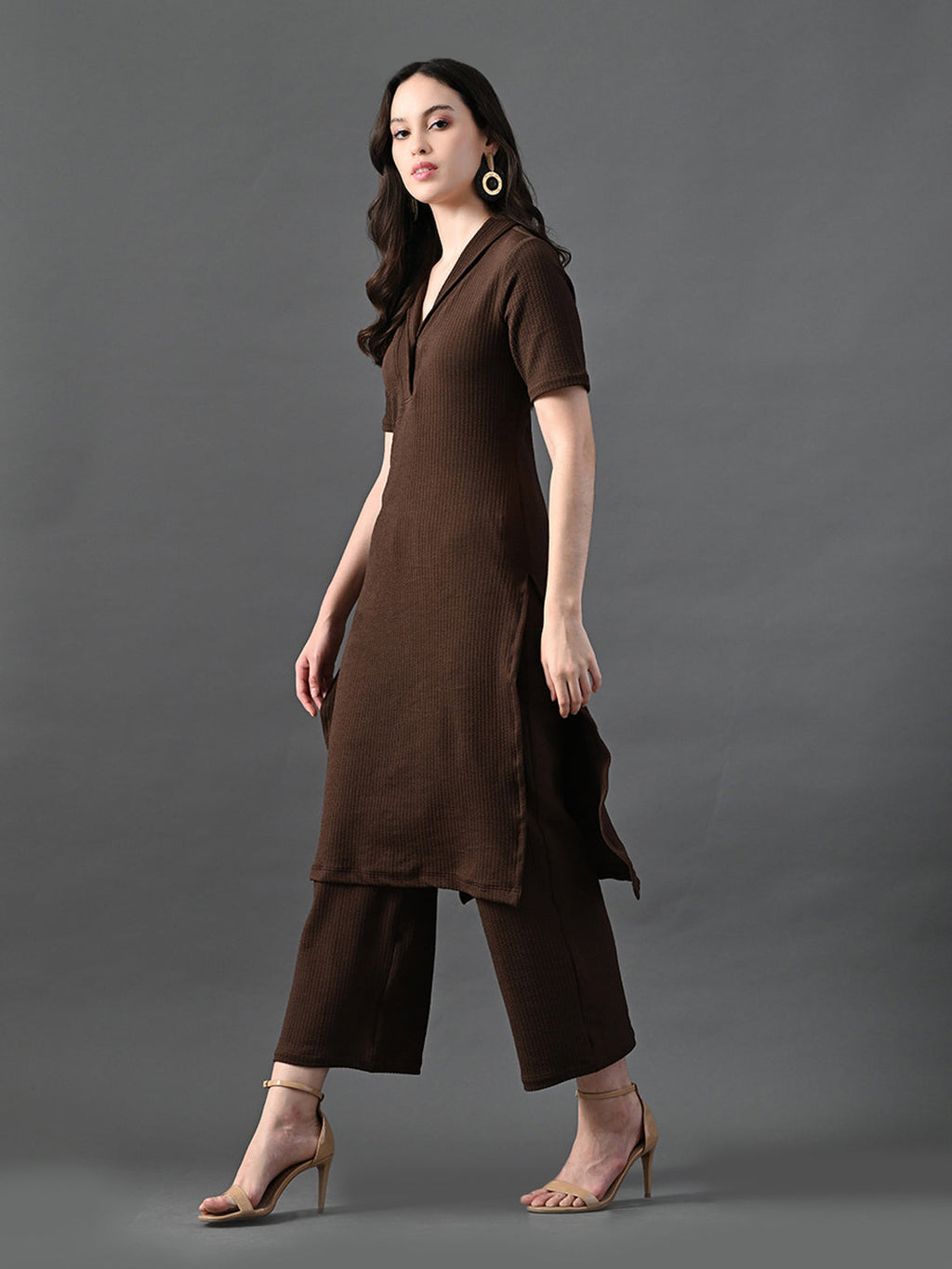 Myshka Women's Coffe Brown Kurta Set | Grocsy