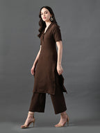 Myshka Women's Coffe Brown Kurta Set | Grocsy