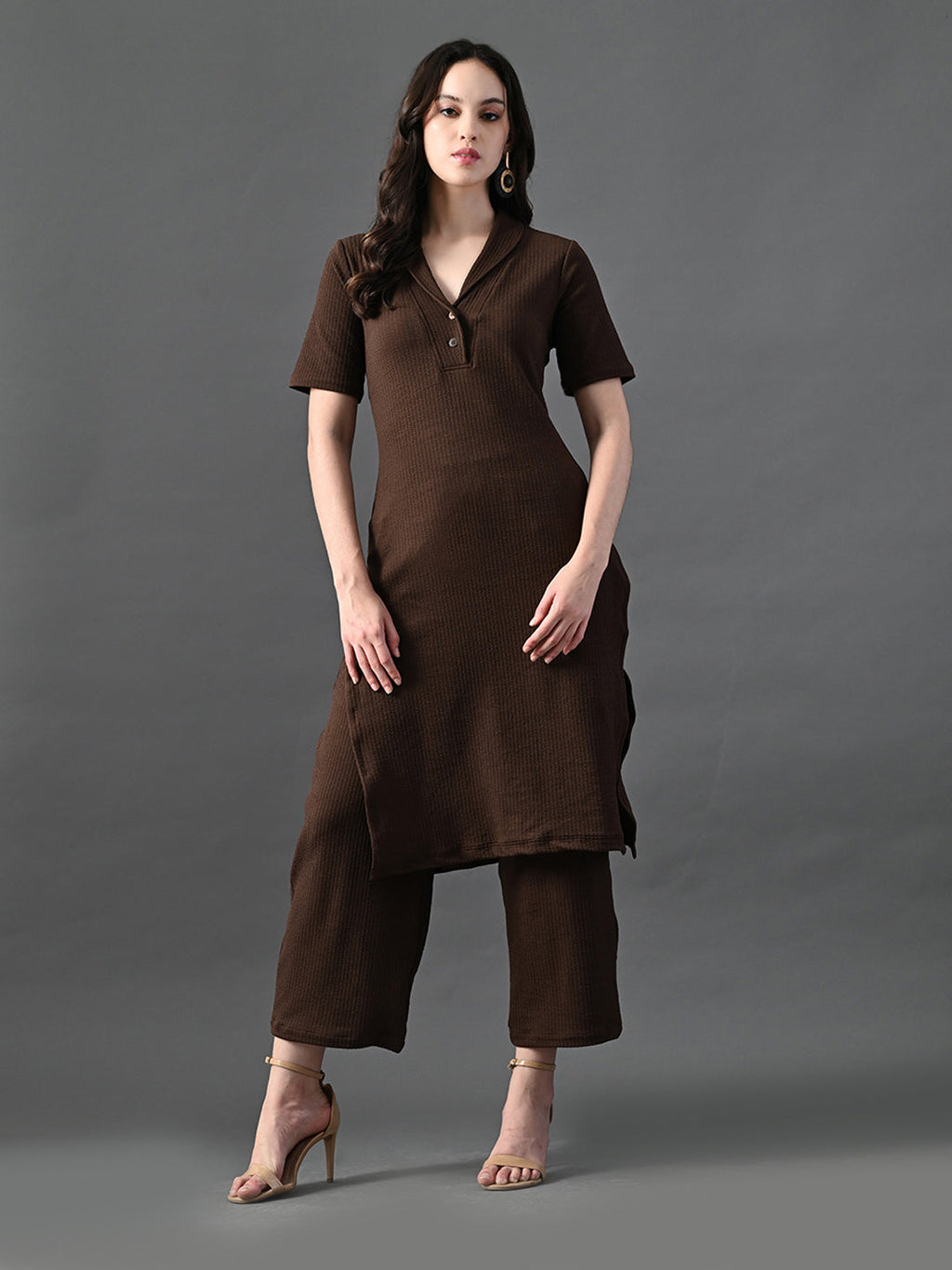Myshka Women's Coffe Brown Kurta Set | Grocsy