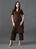 Myshka Women's Coffe Brown Kurta Set | Grocsy