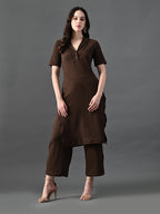 Myshka Women's Coffe Brown Kurta Set | Grocsy